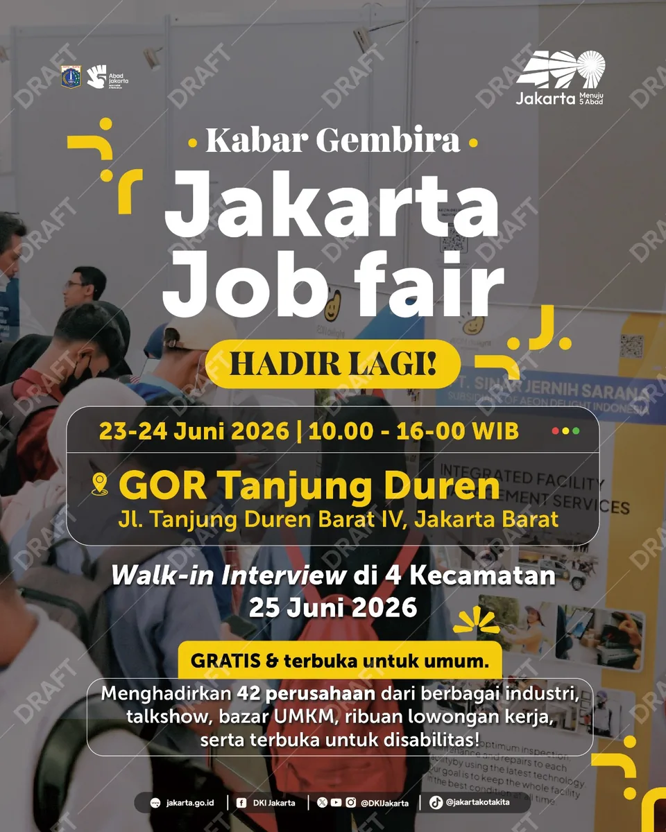 Job Fair Kabupaten Pemalang 2026 (Suku Dinas TKTE Wilayah Kabupaten Pemalang Barat) : 23-24 Juni 2026